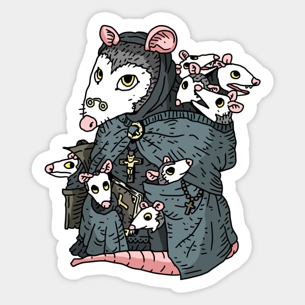 cute catholic possum. Sticker by JJadx